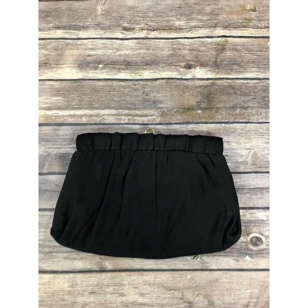 Vintage Ande Black Silk Purse Clutch With Cloth Handle 10 X 7 Inside Pockets